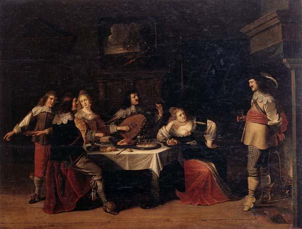 Christoph jacobsz.van der Lamen Cavaliers and courtesans in an interior China oil painting art